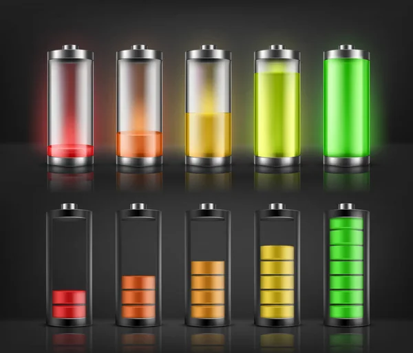 Vektor-Set von Batterieladeanzeigern — Stockvektor