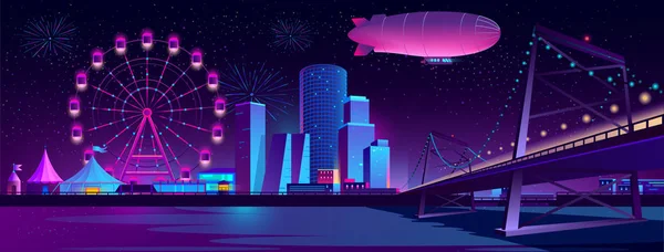 Concept vectoriel arrière-plan avec ville de nuit — Image vectorielle