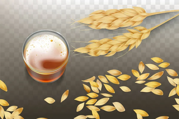 Ουίσκι στο ποτήρι και δημητριακά διάνυσμα Grains (Κόκκοι) — Διανυσματικό Αρχείο