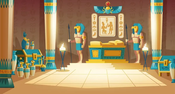 Vetor desenho animado fundo, antigo faraó túmulo — Vetor de Stock