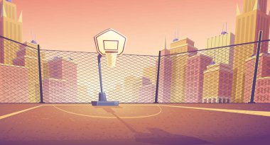 Vektör çizgi film arka sokak basketbol sahası