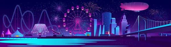 Concepto vectorial fondo con ciudad nocturna — Vector de stock