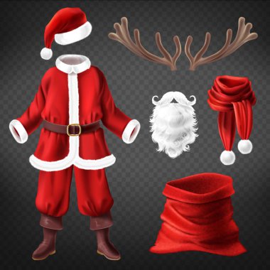 Vektör Noel Baba kostüm aksesuarları ile