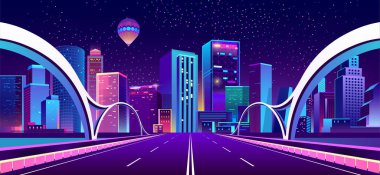 Neon ışıkları gece şehirde ile vektör arka plan