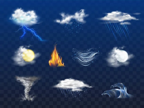Wettervorhersage 3D realistische Icons Sammlung — Stockvektor