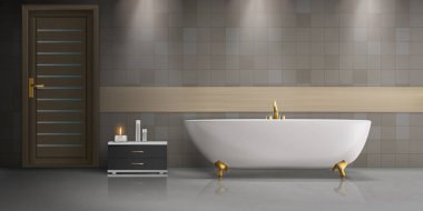 Banyo iç tasarım gerçekçi vektör mockup