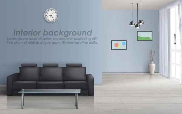 Mockup interno vettoriale del soggiorno con divano — Vettoriale Stock