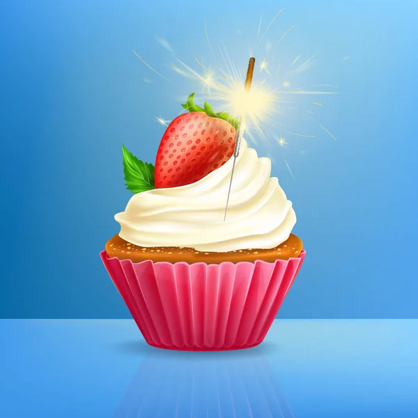 Vacaciones cupcake con chispeante disparado 3d vector — Archivo Imágenes Vectoriales