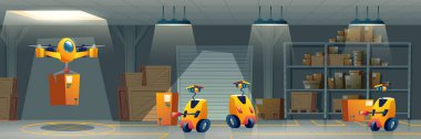 Postal service robotized warehouse cartoon vector clipart