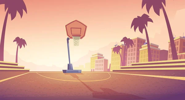 Fondo vectorial con cancha de baloncesto en la ciudad — Archivo Imágenes Vectoriales