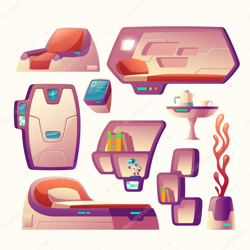 Vector futuristic objects for spaceship cockpit