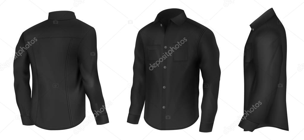 Classic black shirt with long sleeves vector