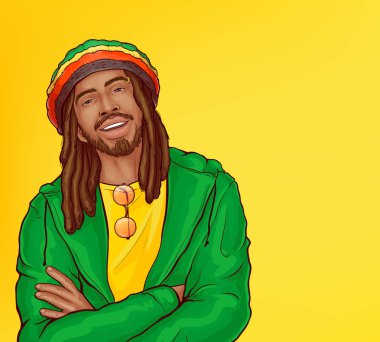 Vektör pop sanat rastafarian dreadlocks ile sakal