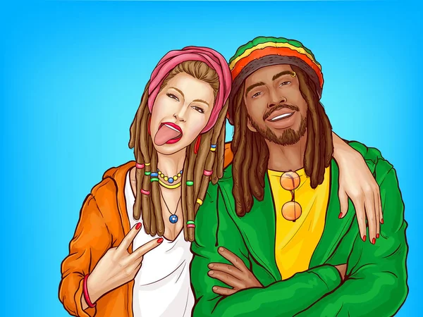 Rastafarian subculture people pop art vector Stock Illustration