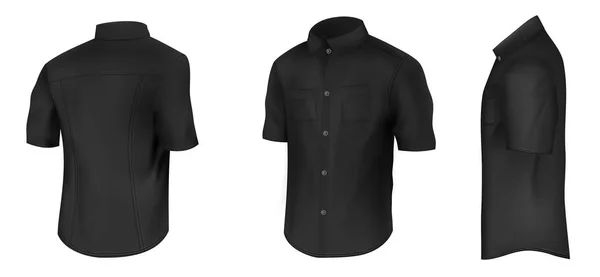 Camisa preta com mangas curtas vetor mockup — Vetor de Stock