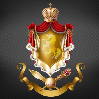 Medieval ruler coat of arms 3d realistic vector clipart