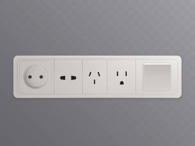 Duvara monte edilmiş çıkış çeşitli yuva 3B vektör