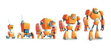Robots evolution line cartoon vector concept clipart