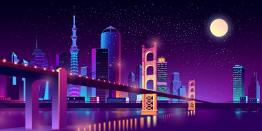Vektör Bridge'de megapolis Nehri üzerinde menteşeli