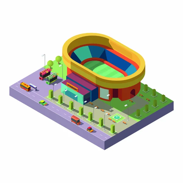 Estadio de la ciudad icono del vector de proyección isométrica — Vector de stock