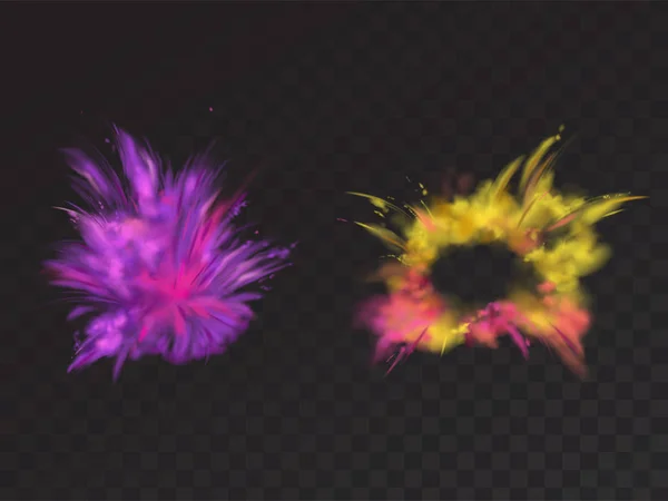 Vektorové 3d realistické barvy práškové exploze, Holi festival — Stockový vektor