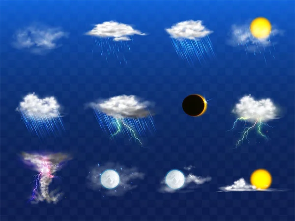 Vecteur 3D météo réaliste, éléments metcast — Image vectorielle
