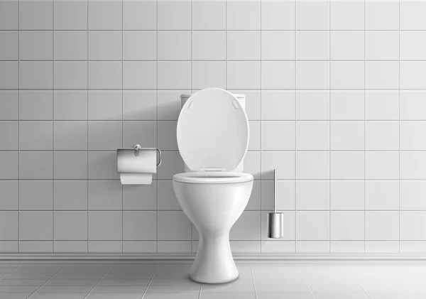 Оборудование для туалетной комнаты 3D реалистичный векторный макет — стоковый вектор