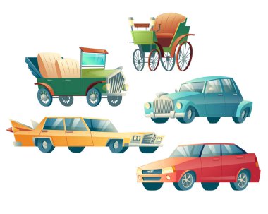 Modern and retro cars cartoon vector collection clipart