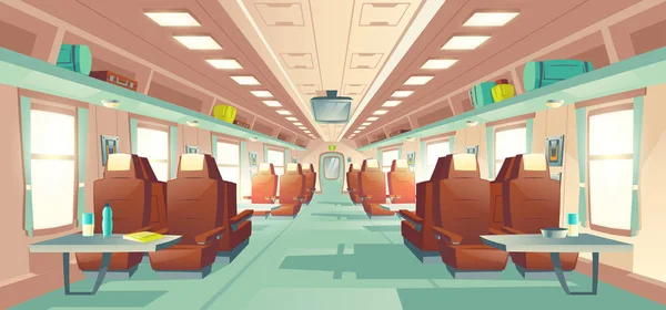 Vecteur de dessin animé intérieur des wagons de voyageurs — Image vectorielle