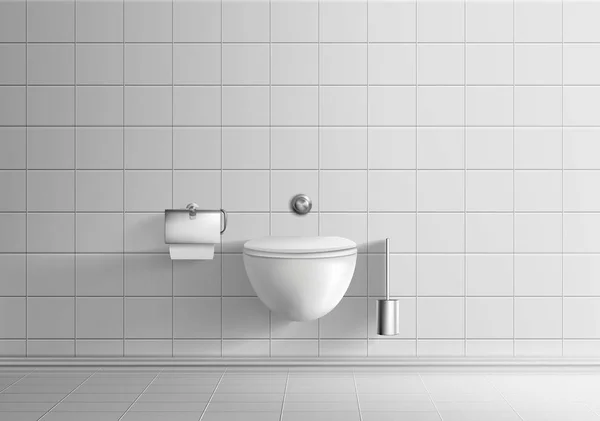 WC kamer met muur-opknoping toilet bowl vector — Stockvector