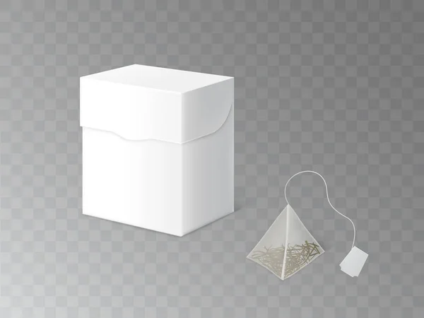 Травяная упаковка для чая 3D реалистичный векторный макет — стоковый вектор