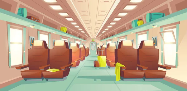 Vettore del cartone animato interno del vagone del treno passeggeri — Vettoriale Stock