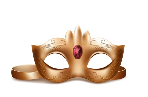 Vetor Veneziano máscara facial com jóia vermelha —  Vetores de Stock