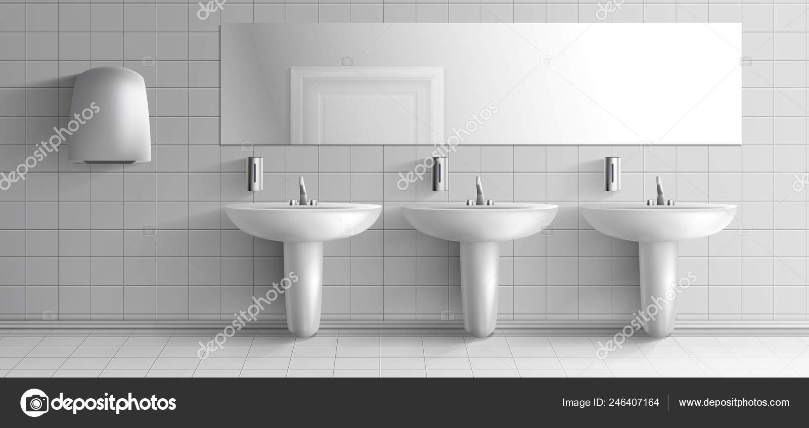 Download Public Toilet Interior Realistic Vector Mock Up Stock Vector Royalty Free Vector Image By C Vectorpocket 246407164