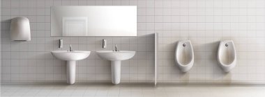 Dirty public toilet realistic vector interior clipart