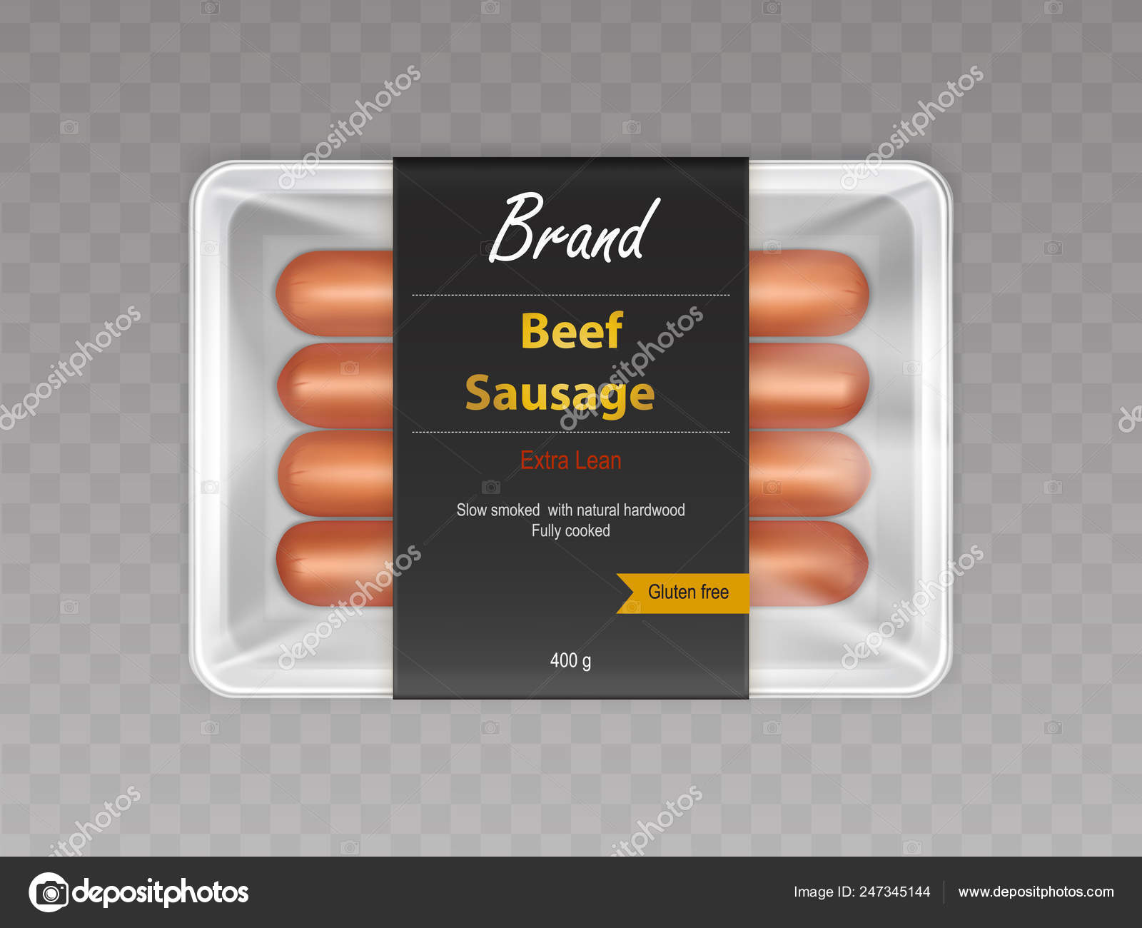 Download Beef Sausages In Sealed Packaging Realistic Vector Vector Image By C Vectorpocket Vector Stock 247345144