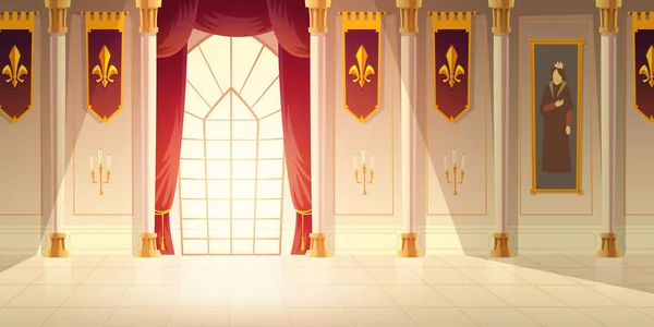 Mittelalterliche Burg Ballsaal Cartoon Vektor Hintergrund — Stockvektor