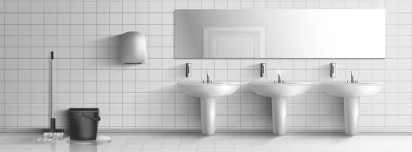 用拖把内饰向量清洗的公共厕所 — 图库矢量图片