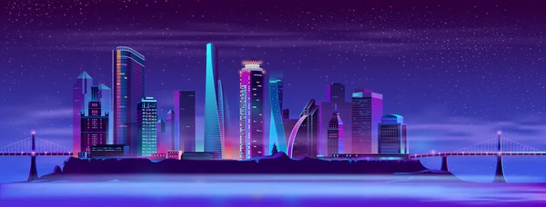 Ciudad futura sobre fondo vector isla artificial — Archivo Imágenes Vectoriales