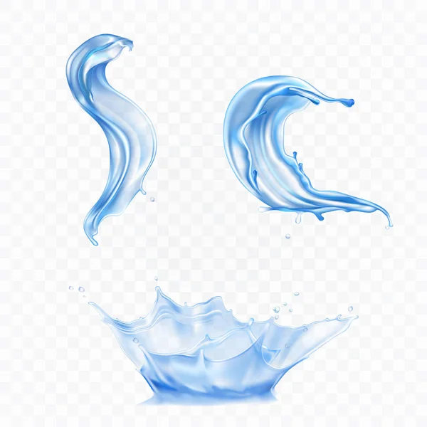 Zuiver water spatten en dwarrelt realistische vector — Stockvector