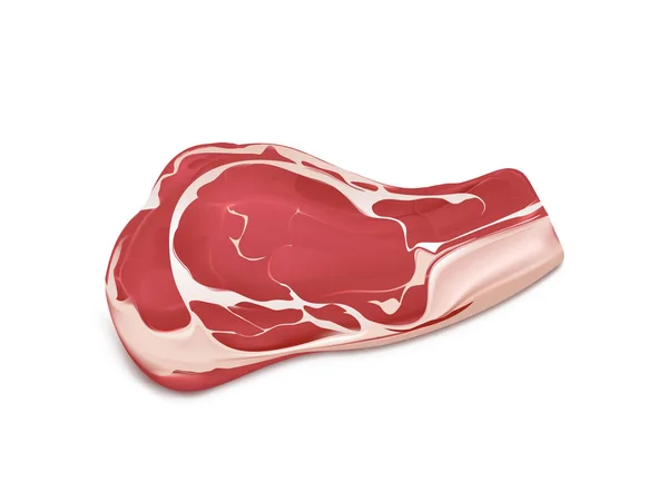 Pezzo di carne fresca cruda vettore realistico — Vettoriale Stock