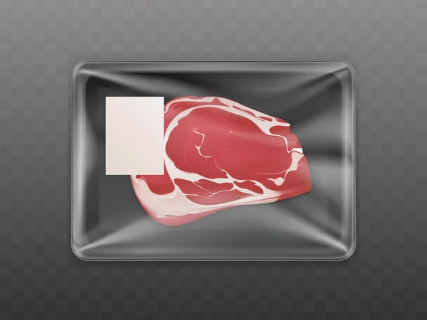 Carne fresca em recipiente selado vector realista — Vetor de Stock