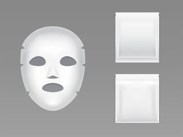 Lembar pelembab wajah masker vektor realistis - Stok Vektor