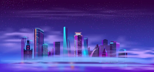 Future ville sur l'île artificielle vecteur de dessin animé — Image vectorielle