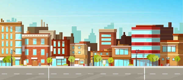 Modern city, town street flat vector background — Stock Vector