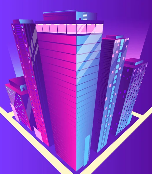 Rascacielos modernos edificios vector isométrico — Vector de stock