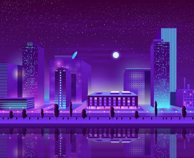 Modern şehir şehir cityscape karikatür vektör