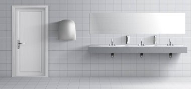 Umumi tuvalet oda 3d gerçekçi vektör iç
