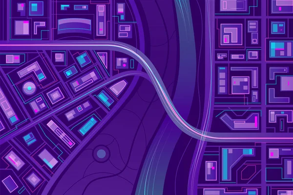 Brug over de stad kaart platte vector achtergrond — Stockvector