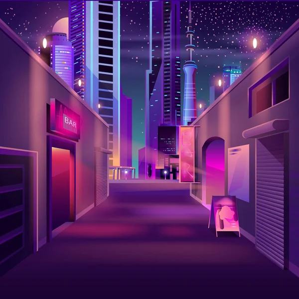 Nachtbar in der modernen Metropole Cartoon-Vektor — Stockvektor